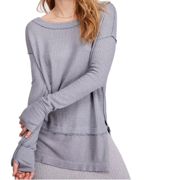 Free People Tops - Free People North Shore Thermal Tee Storm Grey  …